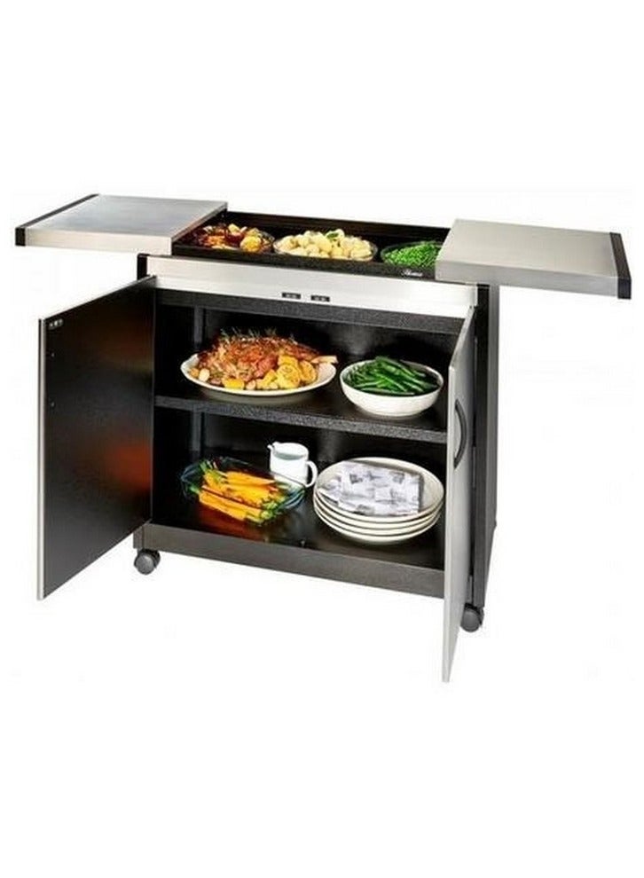 Vincenti 3 Dish Food Warmer Trolley - Stainless Steel Finish- Keeps food Warm for hours- Family- Ramadan Special - VFWT3D/S23 - Image 2