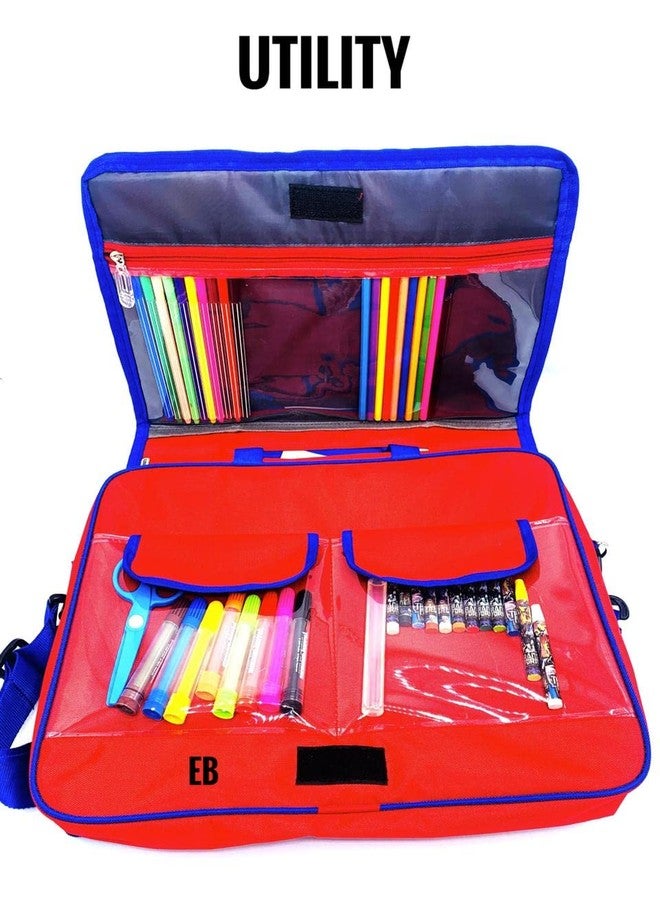 ECHO BOOMERS Echoboomers Creative Design Printed Sling Crossbody Handbag for Activity, Drawing, Tuition Picnic, for Girls Kids with 3 Compartments, Detachable Strap (Blue) - Image 2
