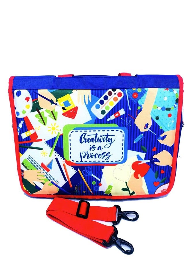 ECHO BOOMERS Echoboomers Creative Design Printed Sling Crossbody Handbag for Activity, Drawing, Tuition Picnic, for Girls Kids with 3 Compartments, Detachable Strap (Blue) - Image 1