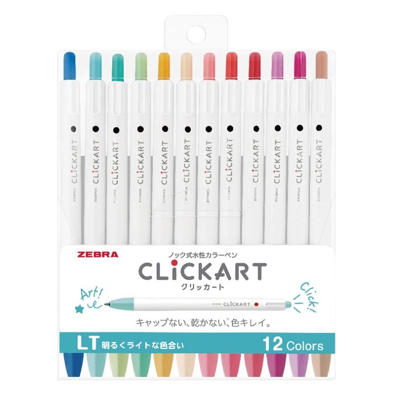 Zebra Clickart Water-Based Pen Bright Light 12 Colors Set, Wyss22-12Clt - Image 1