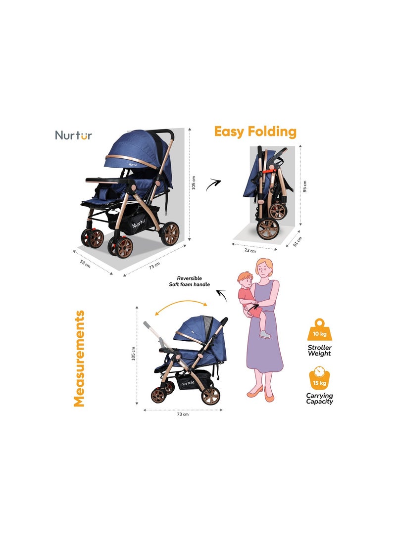 Nurtur Nurtur Care from the Heart Wilder Baby/Kids Travel Stroller Reversible Handle, Marble Blue Official Product, Multicolor  - Image 3