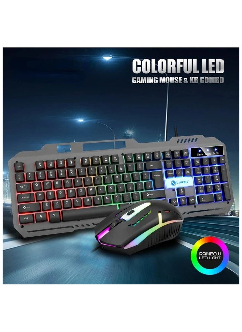 Denx - Wired RGB Backlit Keyboard and Gaming Mouse Set - Denx DX1795 - Image 1