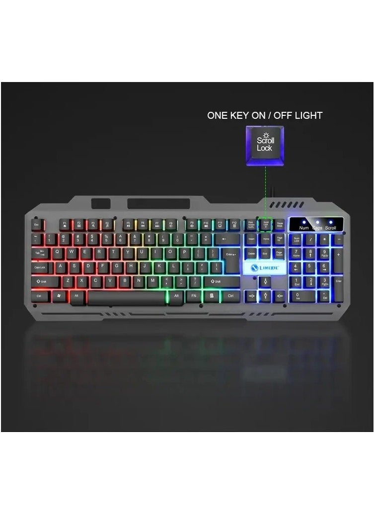 Denx - Wired RGB Backlit Keyboard and Gaming Mouse Set - Denx DX1795 - Image 1