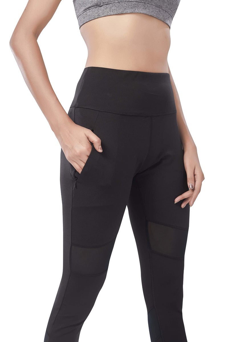 Mehrang Active Yoga Pants for Women Gym High Waist with Pocket, Tummy Control, Workout Pants 4 Way Stretch Yoga Leggings (M, Black) - Image 2