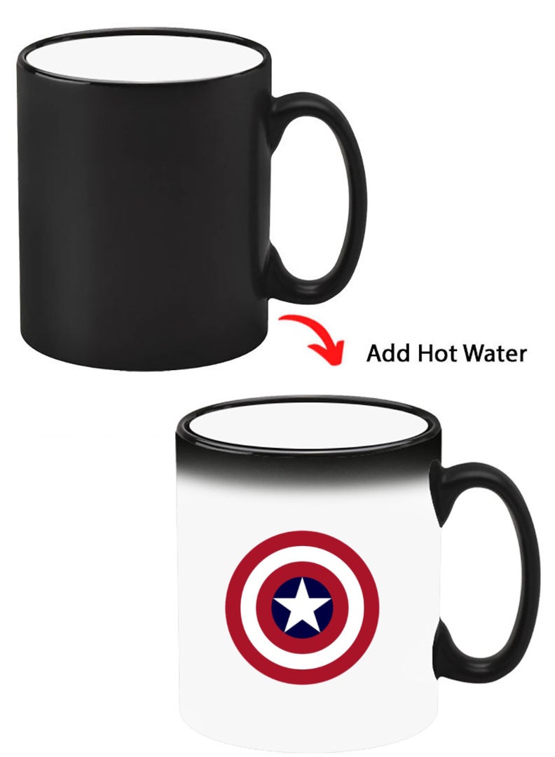 Theodor Color Changing Heat Sensitive Ceramic Mug, Image Revealed When HOT Liquid is Added! Captain America Shield 1 - Image 1