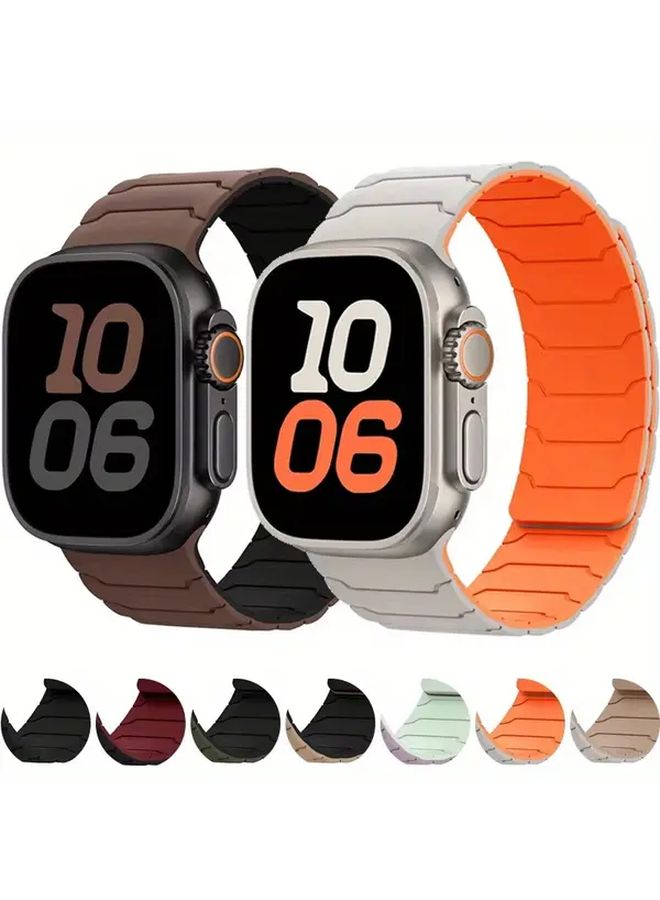 سوار سيليكون مغناطيسي باللون الأسود الفحمي لساعة Apple Watch مقاس 42 مم، 41 مم، 40 مم، 38 مم - Image 1