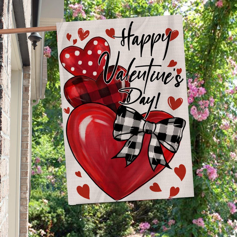 JNDJE Happy Valentines Day Garden Flag 28x40 Inch Double Sided Outside, Love Hearts Valentine Decorations Burlap House Flags Rustic Anniversary Yard Welcome Outdoor Farmhouse - Image 5