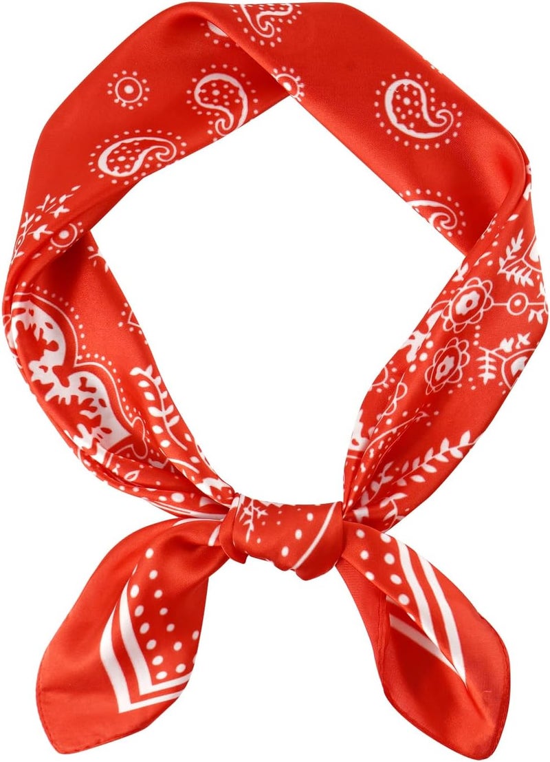 GERINLY Vintage Silk Feel Square Scarf for Men Satin Bandana Tiny Pattern Print Neckerchief Geometry Head Scarf Fashion - Image 1