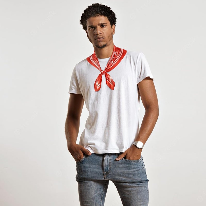 GERINLY Vintage Silk Feel Square Scarf for Men Satin Bandana Tiny Pattern Print Neckerchief Geometry Head Scarf Fashion - Image 3