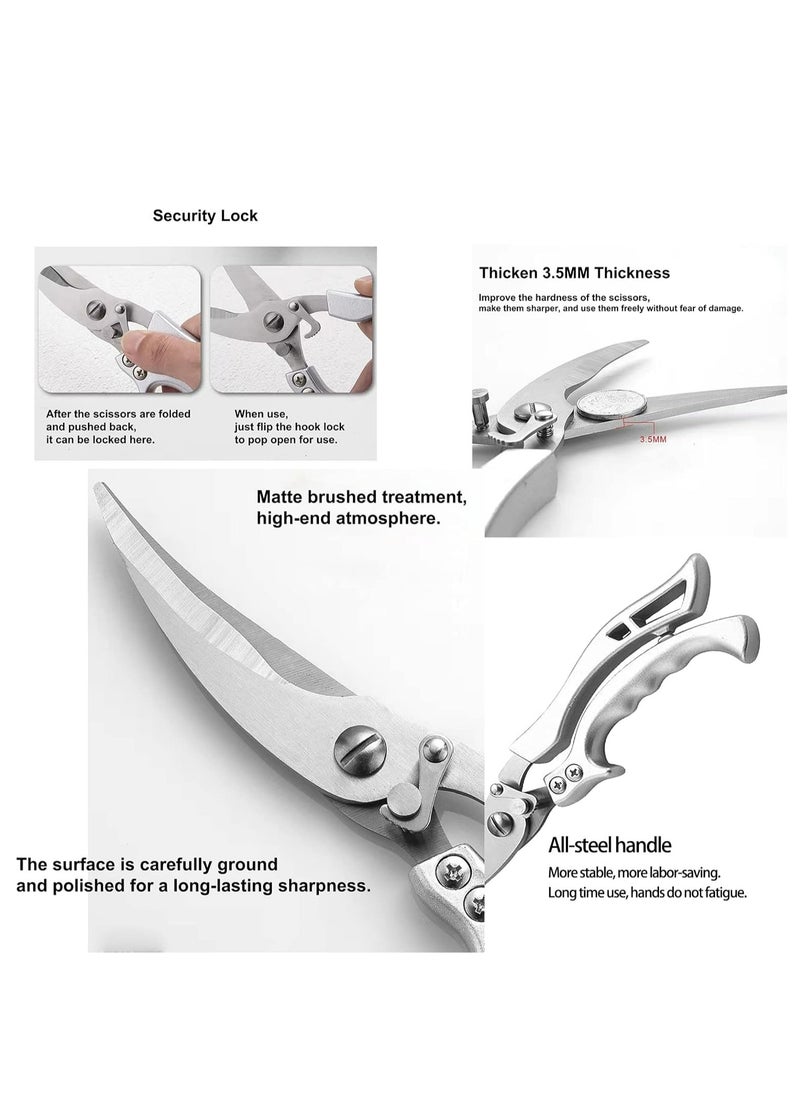 Oasisgalore Heavy-Duty Kitchen Scissors – Spring-Loaded Stainless Steel Shears for Poultry, Meat, and Bone Cutting  - Image 2