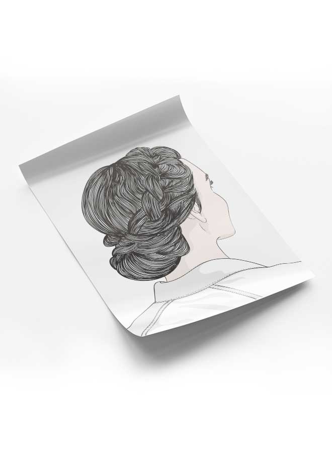 لوحة بوستر ديكور لوحة بدون فريم مع أربع قطع منفصلة من اللاصق ذو الوجهين تصميم فتاة مرسومة غرفة النوم غرفة المعيشة وديكور المكتب - Image 1