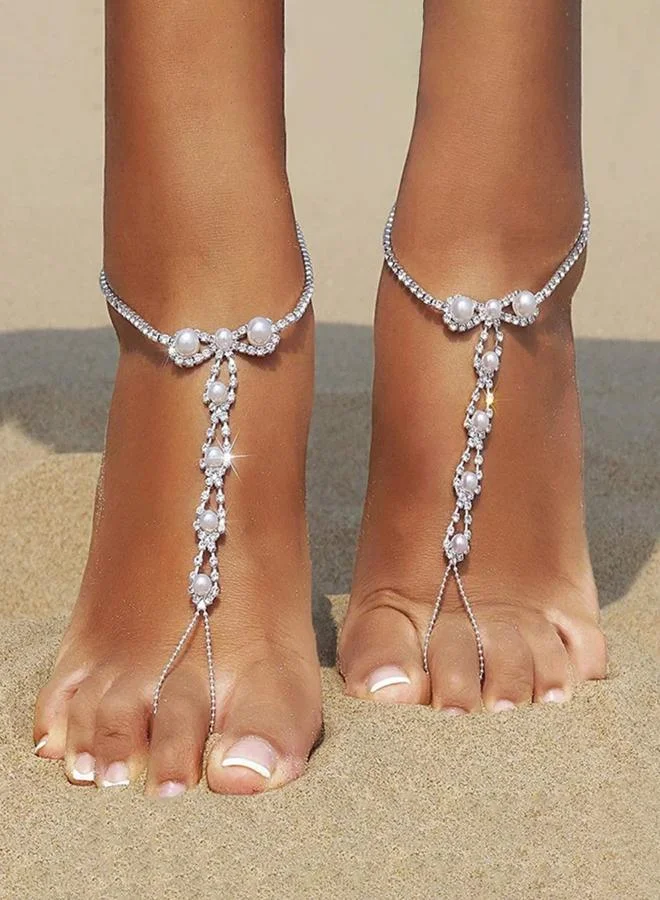 تايك تو خلخال وخاتم إصبع بتفاصيل لؤلؤ