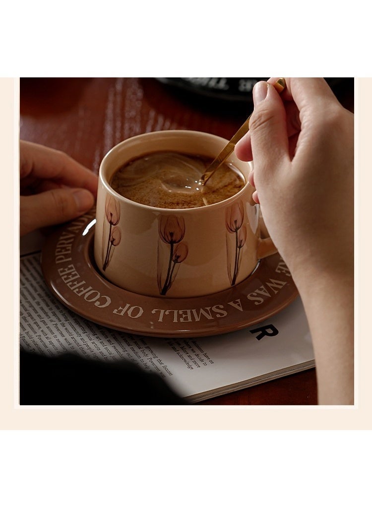 ROOMTONE Retro Floral Ceramic Coffee Cup Set, 2 set, Gift Set, Including Spoon,High - Temperature Fired for Health, Mugs with Handles, Ideal for Espresso, Latte, Cappuccino, Milk, Microwave and Dishwasher Safe - Image 4