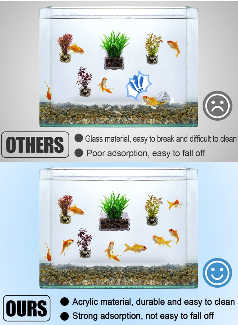 SOLARAE Enlarged Acrylic Aquatic Plant Cups, 6Pcs Aquatic Plant Pot with Strong Suction Cups and Holes, Plant Pot Aquarium Decor in Different Shapes for Aquatic Holder Fish Tank Aquascape Decoration - Image 5