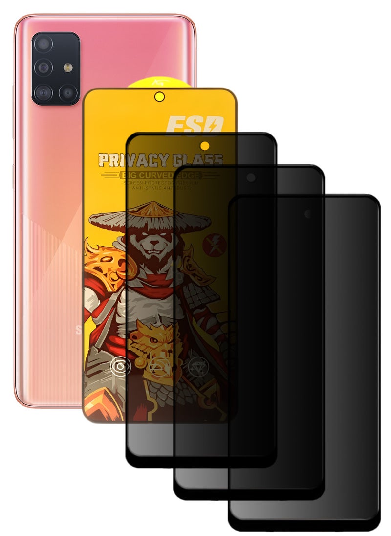 ESD 3 Pieces Tempered Dustproof Privacy Glass Screen Protector Compatible For Samsung Galaxy A51 - Image 1