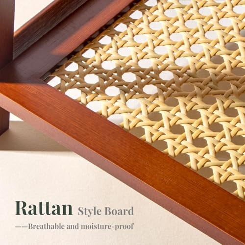 ANBOXIT Rattan-Look Matcha Station Organizer, Countertop Bamboo Tea & Coffee Accessories Station Organizer, 2 Tier Mug Holder Display Stand for Kitchen Condiment, Home, Office - Brown - Image 2
