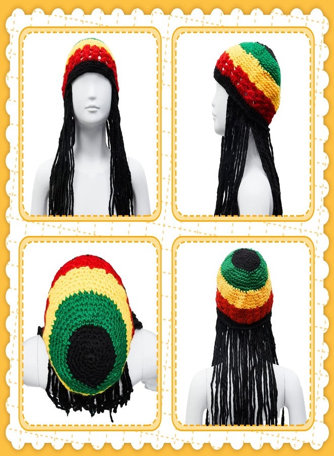 Geyoga Baby Rasta Hat with Black Dreadlocks Wig Rasta Wig with Dreads Halloween Funny Beanie Jamaican Dreadlocks Hat Kid's Costume Headwear Party Favors Accessories, Size 15.75 - Image 5