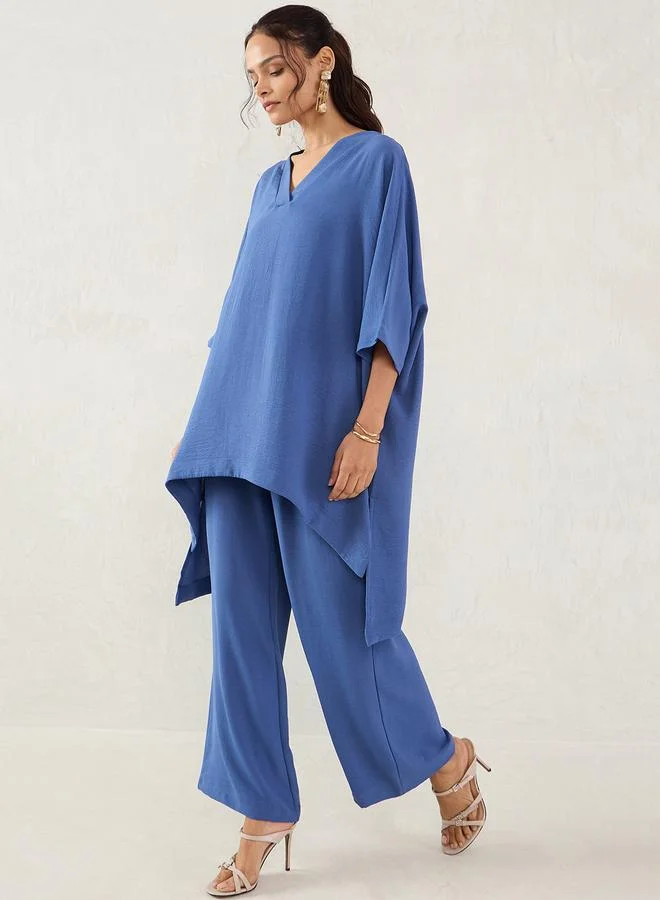 Femmella Femmella High-Low Hem Longline Top and Pants Co-Ords