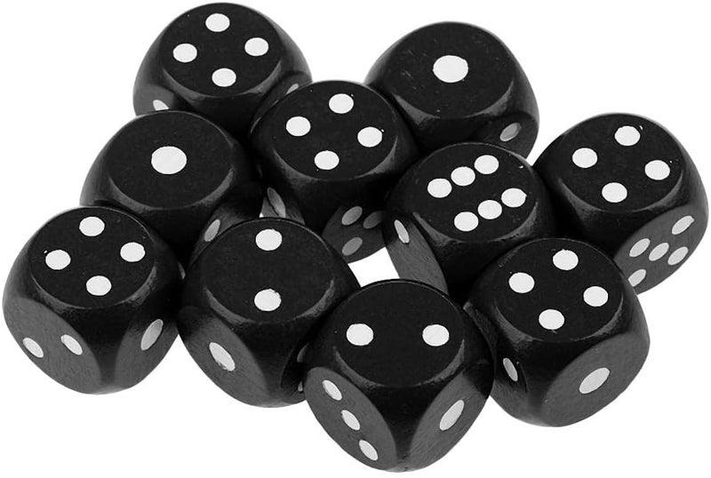 klarako 10pcs Large D6 Wooden Dice Dice Set, 2cm  Black, 2cm - Image 3