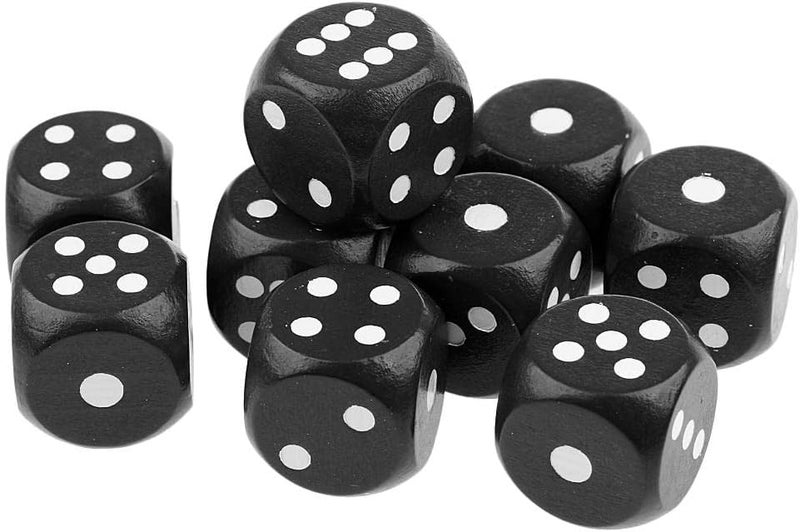 klarako 10pcs Large D6 Wooden Dice Dice Set, 2cm  Black, 2cm - Image 2