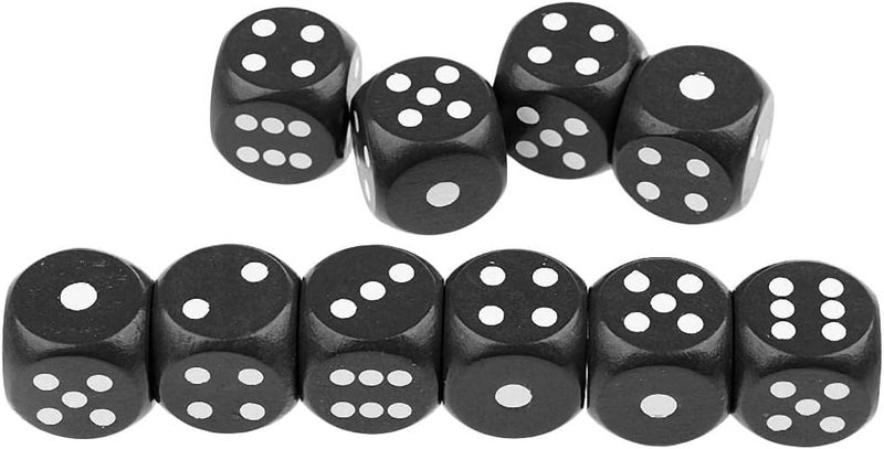 klarako 10pcs Large D6 Wooden Dice Dice Set, 2cm  Black, 2cm - Image 1
