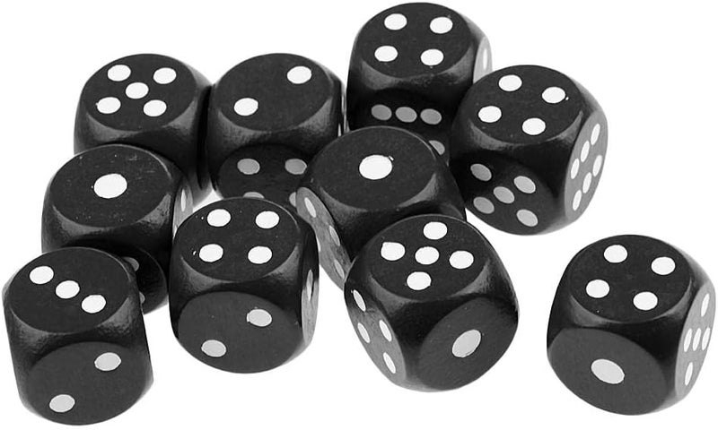 klarako 10pcs Large D6 Wooden Dice Dice Set, 2cm  Black, 2cm - Image 4