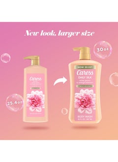 Caress Caress Body Wash for Women with Pump, Daily Silk White Peach & Orange Blossom, Shower Gel Body Wash Moisturizing for Noticeably Silky, Soft Skin, 30 fl oz, 4 Pack  - Image 2