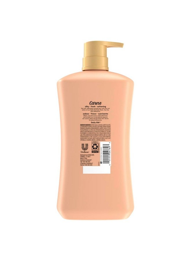 Caress Body Wash for Women with Pump, Daily Silk White Peach & Orange Blossom, Shower Gel Body Wash Moisturizing for Noticeably Silky, Soft Skin, 30 fl oz, 4 Pack - Image 3