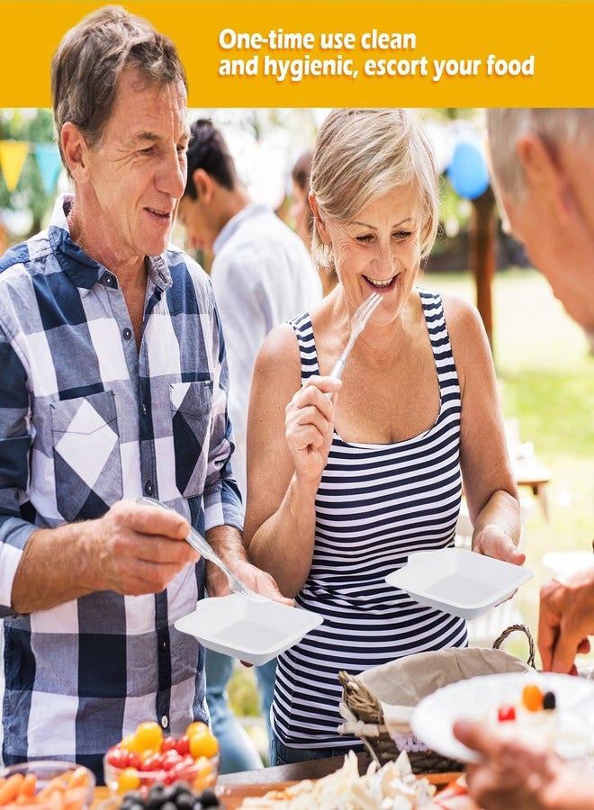 Eaasty 800 Pcs Small Paper Plates with Plastic Forks 4 Inch Disposable Square Dessert Plates and White Clear Fork Set Birthday Party Supplies - Image 4