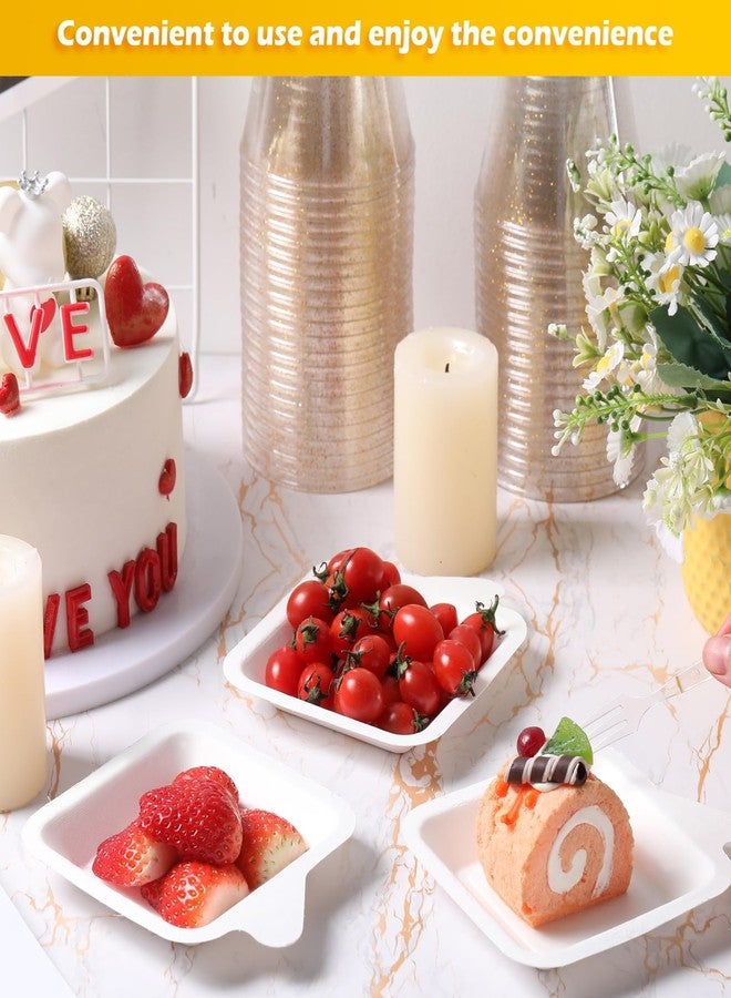 Eaasty 800 Pcs Small Paper Plates with Plastic Forks 4 Inch Disposable Square Dessert Plates and White Clear Fork Set Birthday Party Supplies - Image 5