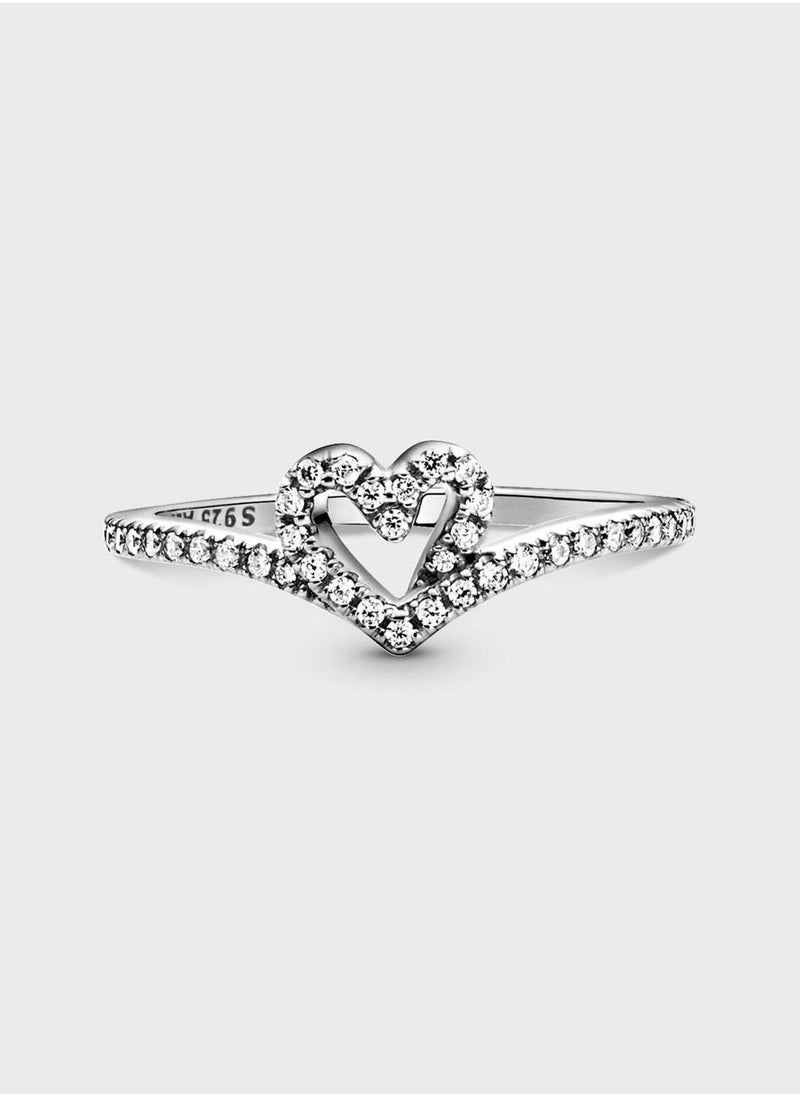 PANDORA Sparkling Wishbone Heart Ring  - Image 2
