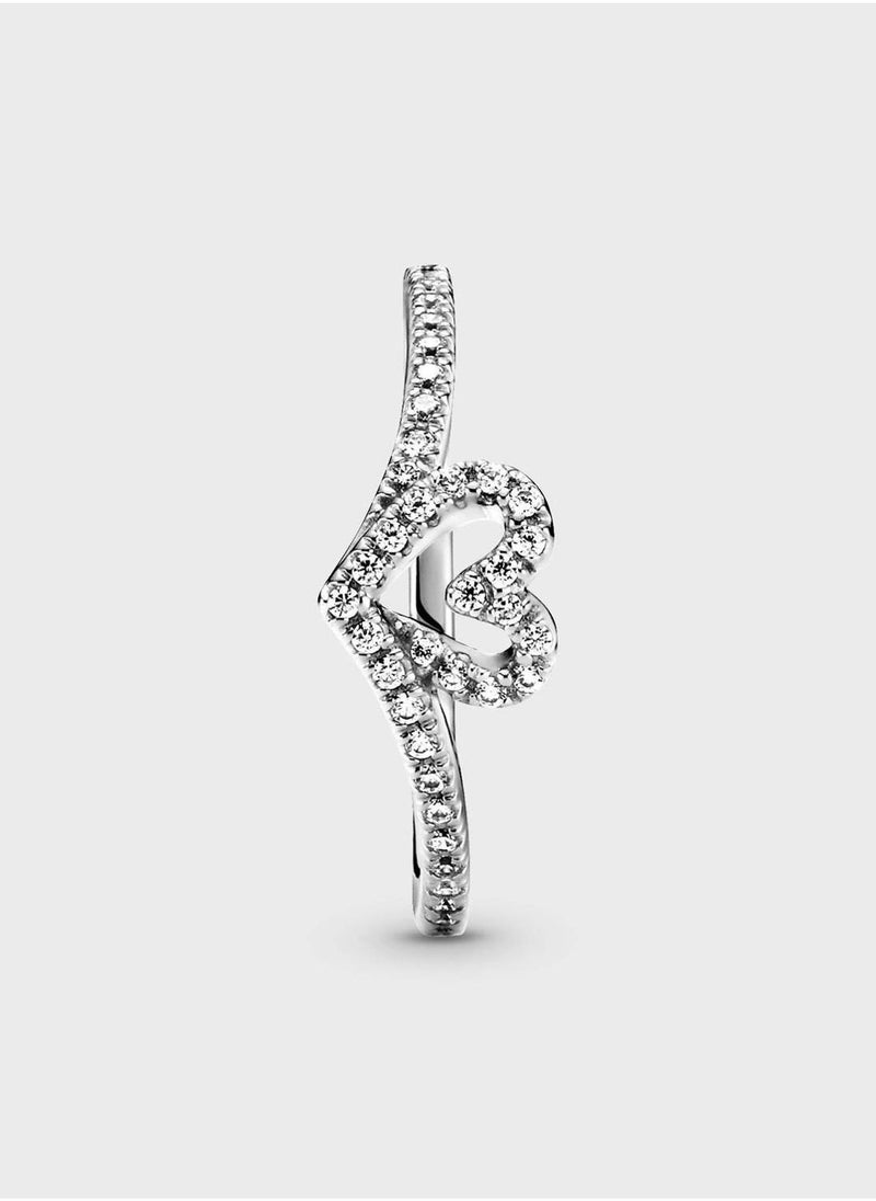PANDORA Sparkling Wishbone Heart Ring  - Image 3