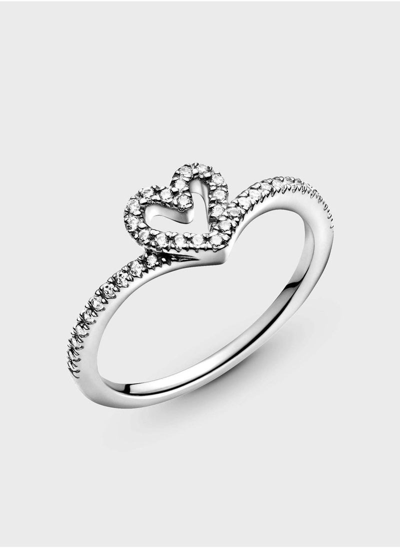 PANDORA Sparkling Wishbone Heart Ring - Image 4