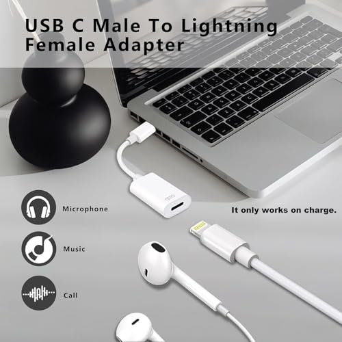 Wefly USB C to Light/ing Headphone Audio Adapter, Type C Male to Female Light/ing Earphone Converter with Charge/Data Transfer Compatible with iPh/ne 16/15 Plus/Pro/Max iPad Pro/Air 4/5/6, Ma/Book - Image 3