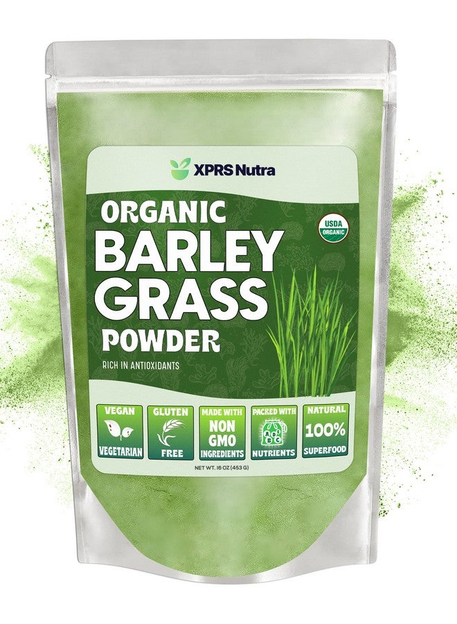 XPRS Nutra Organic Barley Grass Powder - 16 Ounce Premium Barley Powder Rich in Antioxidants, Amino Acids and Protein - Barley Green Superfood for Immunity - Image 1
