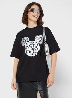 Disney Mickey Oversize Front & Back Foil Print T-Shirt  - Image 1