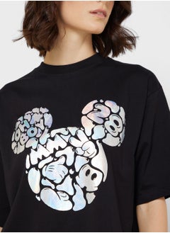 Disney Mickey Oversize Front & Back Foil Print T-Shirt  - Image 3