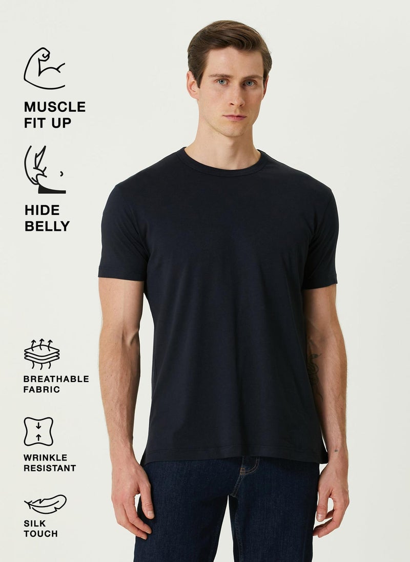 Simpleqloth Bosphorus | Premium Modal Muscle Up Fit T-Shirt – Dark Navy - Image 1