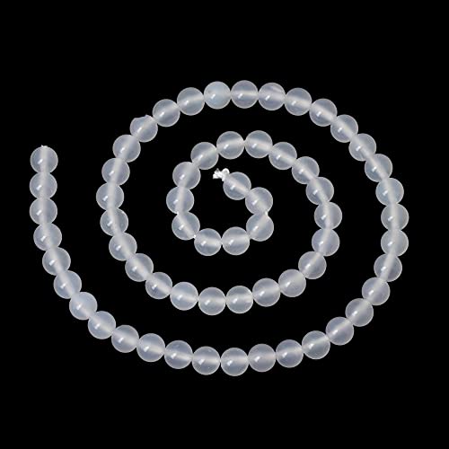 CHEAVIAN 60PCS 6mm Natural White Agate Gemstone Round Loose Beads for Jewelry Making 1 Strand 15" - Image 2