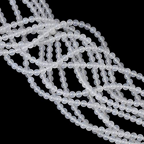 CHEAVIAN 60PCS 6mm Natural White Agate Gemstone Round Loose Beads for Jewelry Making 1 Strand 15" - Image 4