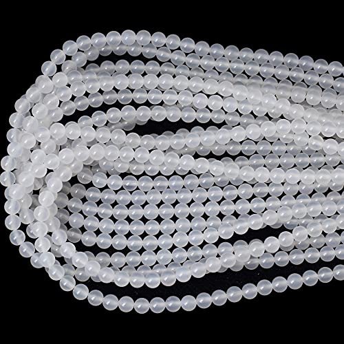 CHEAVIAN 60PCS 6mm Natural White Agate Gemstone Round Loose Beads for Jewelry Making 1 Strand 15" - Image 3