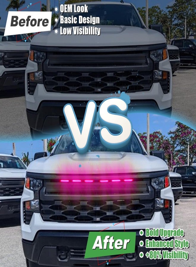 CFDSDE LED Front Grille Lights Fits for 2022-2025 Silverado 1500 WT Custom Trail Boss Custom Grill Lights Front Bumper Light for Chevr y Silverado 1500 Accessories 84692656 (RGB) - Image 2