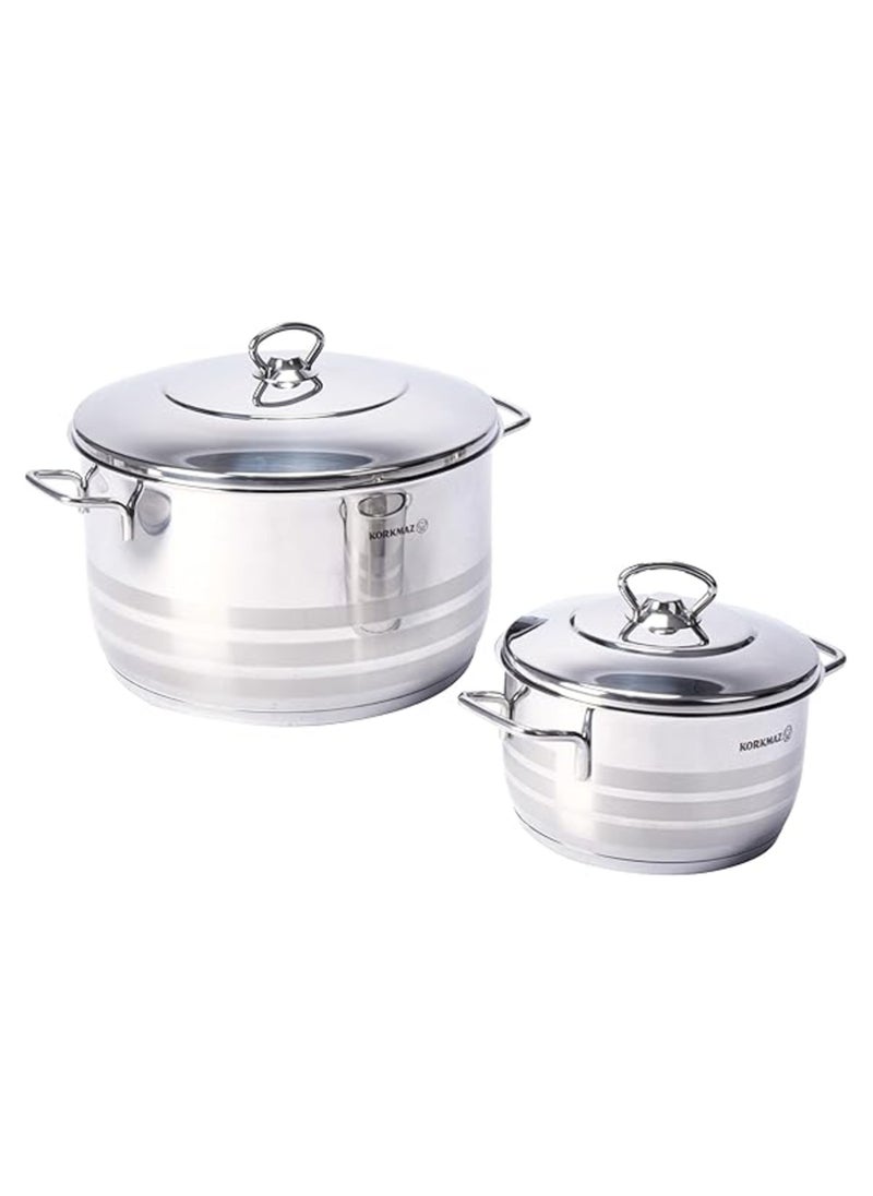 Korkmaz - 11 pieces Korkmaz Estra Stainless steel cookware set Silver - Image 1