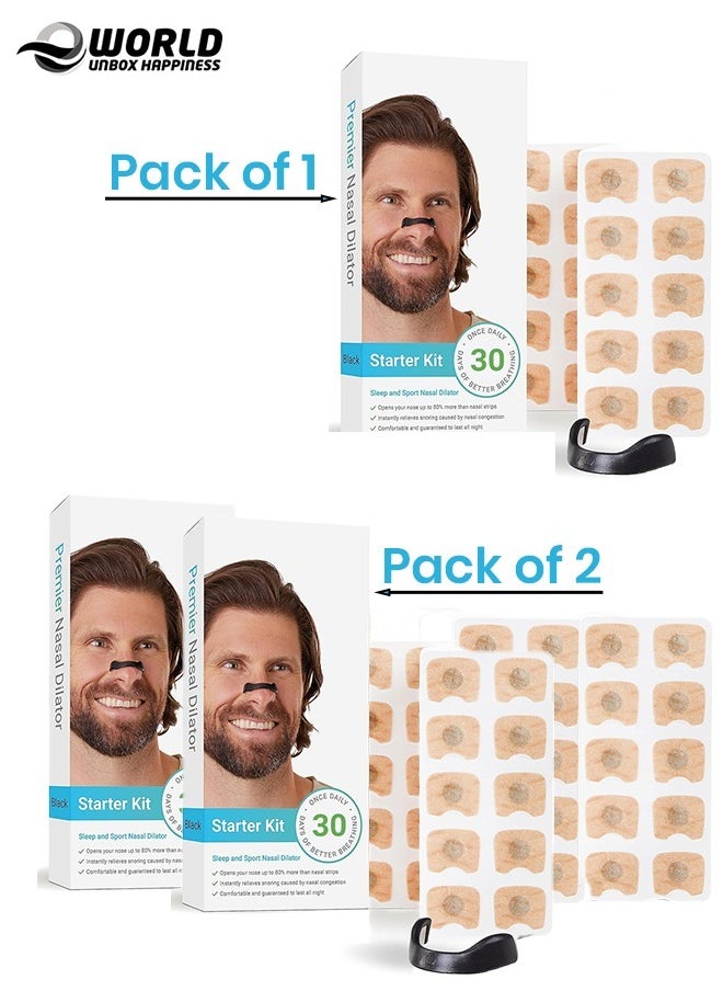 Eworld - Magnetic Nasal Strips Kit for Snoring Relief and Better Sleep, Includes 4 Reusable Bands, 30 Tabs, Applicator, Available in Pack of 1 or 2 - Image 1