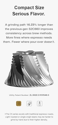 TIMEMORE C5 Pro Manual Coffee Grinder Capacity 30g with CNC Stainless Steel Conical Burr Internal Adjustable SettingDouble Bearing Positioning C5 Pro Matte Black - Image 3