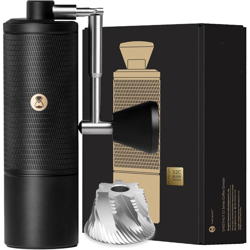 TIMEMORE C5 Pro Manual Coffee Grinder Capacity 30g with CNC Stainless Steel Conical Burr Internal Adjustable SettingDouble Bearing Positioning C5 Pro Matte Black - Image 2
