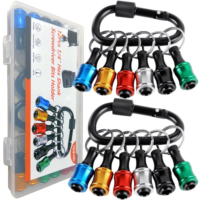 FACAINCXS 12PCS Bit Holders 1/4 Socket, Hex Shank Screwdriver Bit Holder for Impact Driver Drill Bit Keychain Extension Bar Quick Release Easy Change, Screwdriver Bit Holders for Tools & Home Improvement Gift - Image 1