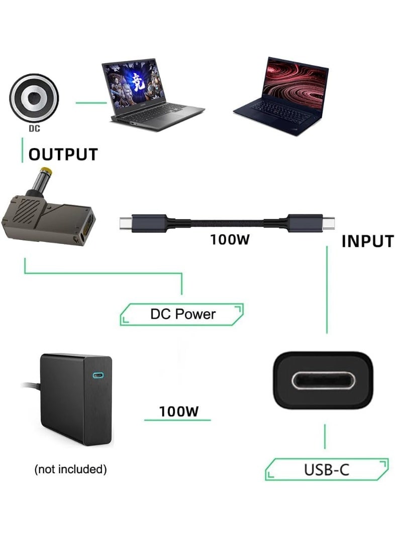 fantasize Type-C USB-C to DC 5.5x2.5mm Adapter, Smart LED Display, 100W Output Power, 20V 5A PD Charge, 65W Adapter for Laptop - Image 2
