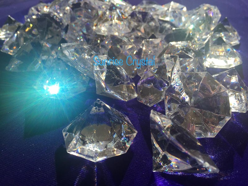 SUNRISE 120 Pieces 1" x 1-3/8" (22 mm x 35 mm) Crystal Clear Acrylic Diamond Jewels for Party Decoration, Event, Wedding, Vase Fillers by Sunrise Crystal - Image 2