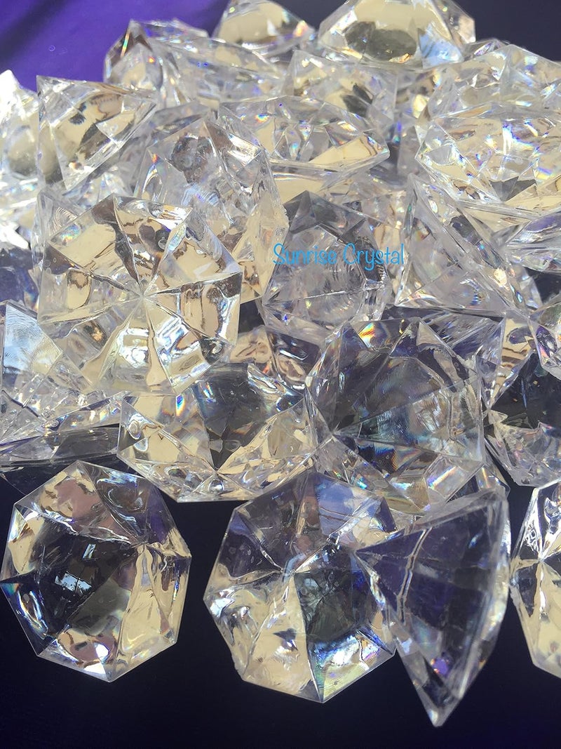 SUNRISE 120 Pieces 1" x 1-3/8" (22 mm x 35 mm) Crystal Clear Acrylic Diamond Jewels for Party Decoration, Event, Wedding, Vase Fillers by Sunrise Crystal - Image 1